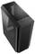 Czarna obudowa komputera z przezroczystą boczną ścianką oraz kratkami wentylacyjnymi na górnej i przedniej części.