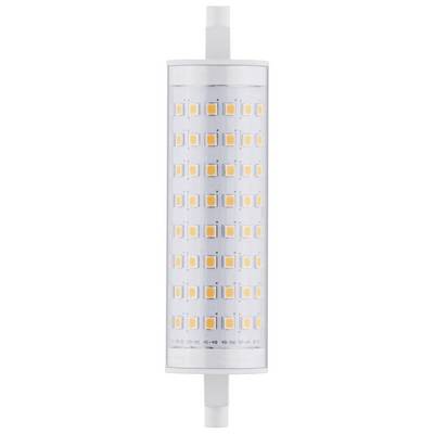 Lampa LED w kształcie rurki z wieloma rzędami pomarańczowych diod świecących oraz białymi zaślepkami, przeznaczona do jasnego oświetlenia.