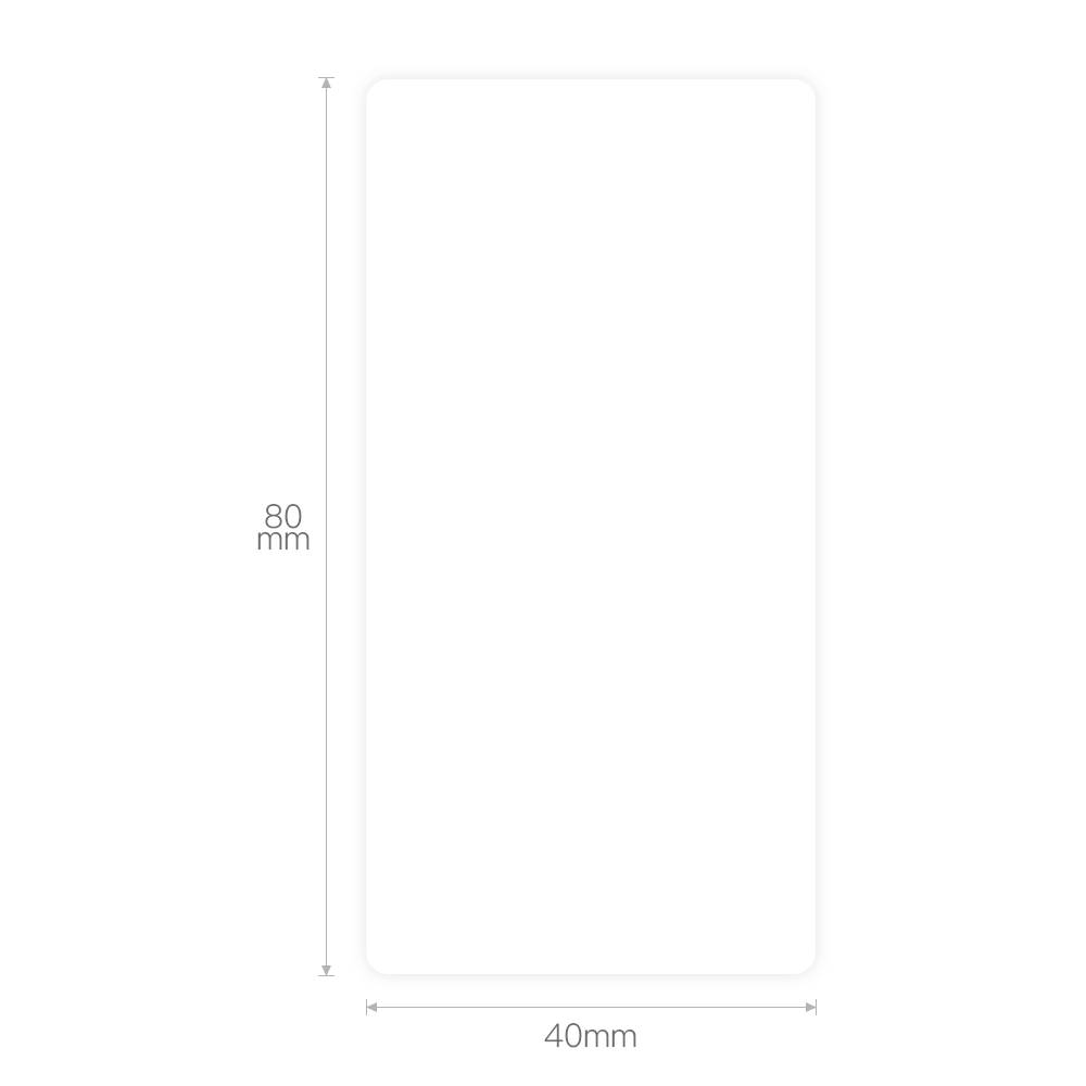 Prostokątna powierzchnia o wymiarach: 80 mm wysokości, 40 mm szerokości.