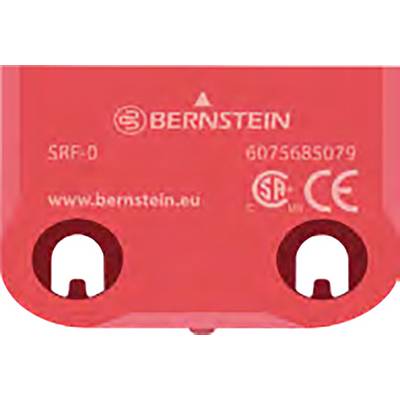 Czerwony element bezpieczeństwa z nadrukiem 'BERNSTEIN', numer modelu 'SRF-0', strona internetowa 'www.bernstein.eu', certyfikaty 'CSA' i 'CE'.