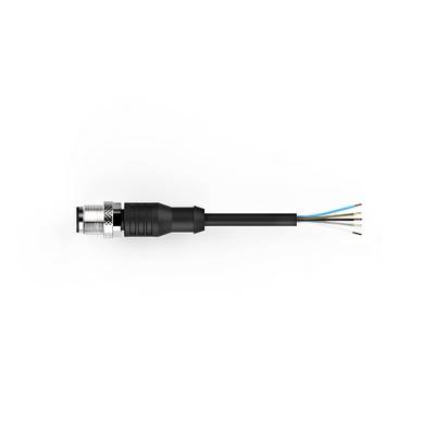 Czarny, czterożyłowy kabel z okrągłą wtyczką na białym tle.