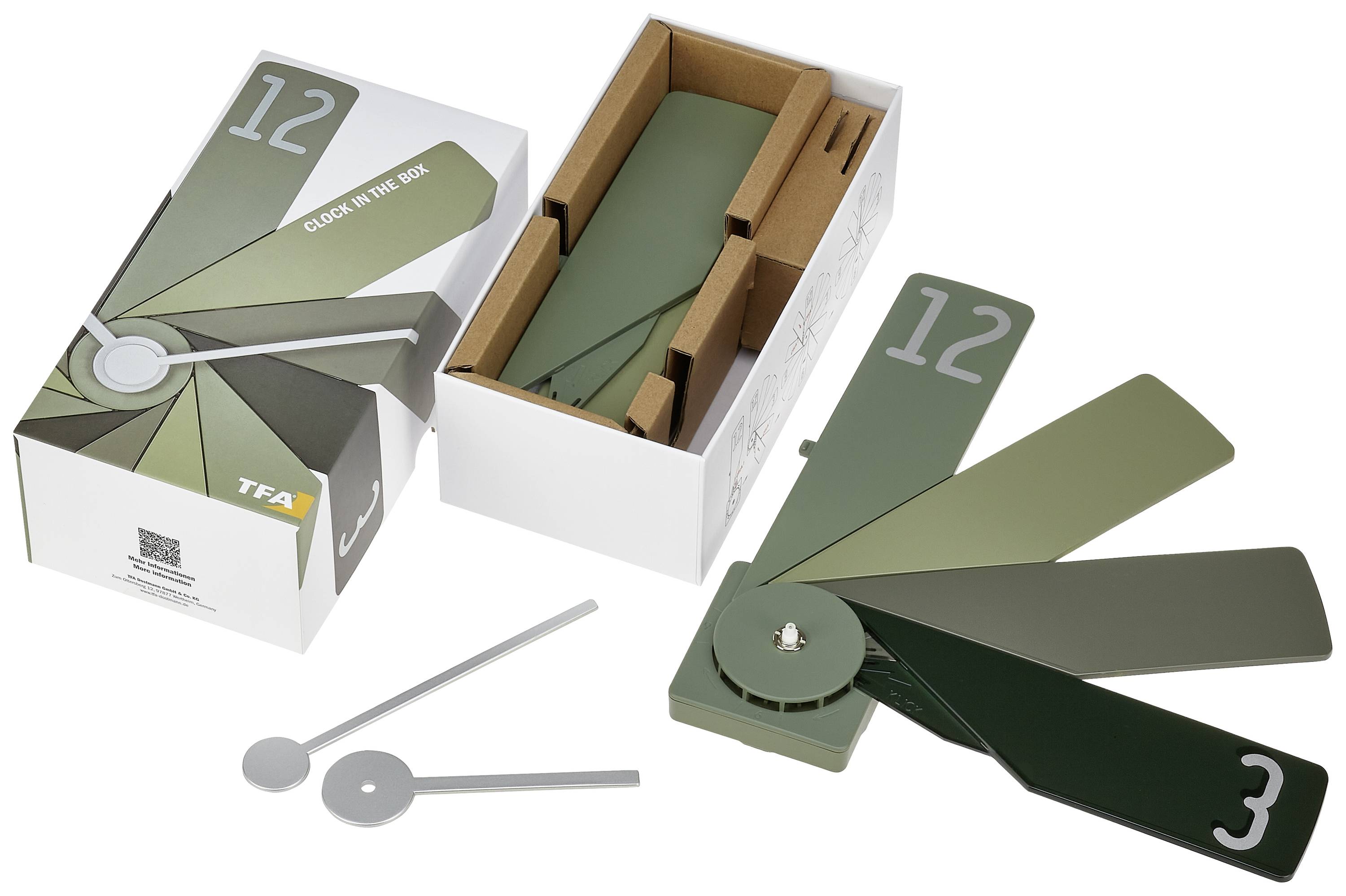 Настінний кварцовий годинник TFA Dostmann 60.3020.04 400 мм x 37 мм x 400 мм зелений, оливковий, темно-зелений, тиха робота механі