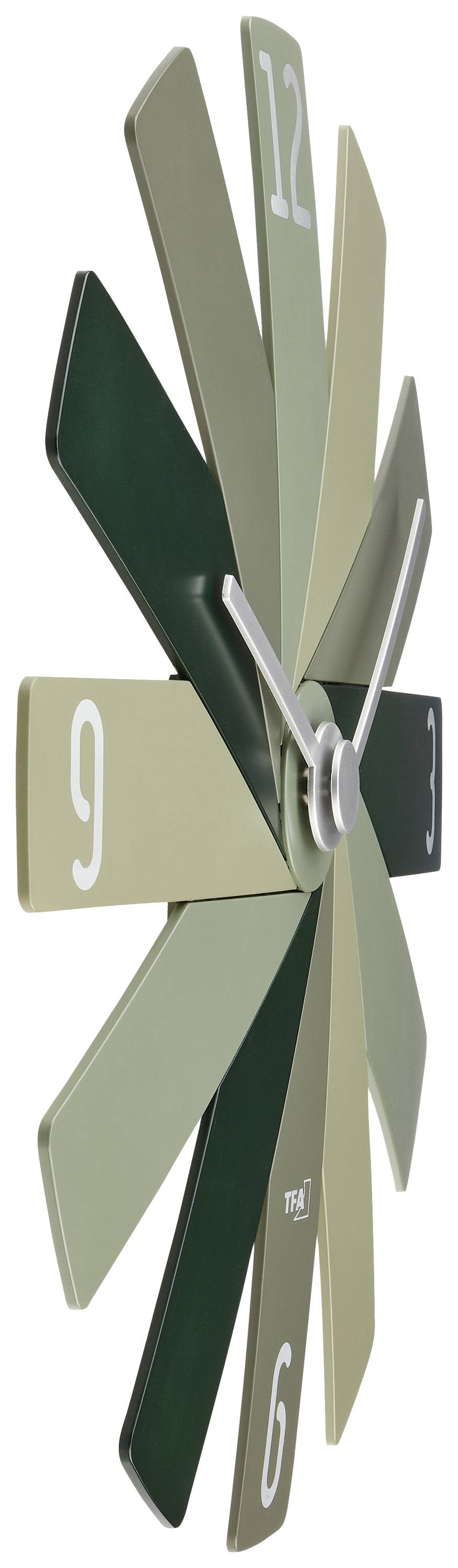 Настінний кварцовий годинник TFA Dostmann 60.3020.04 400 мм x 37 мм x 400 мм зелений, оливковий, темно-зелений, тиха робота механі