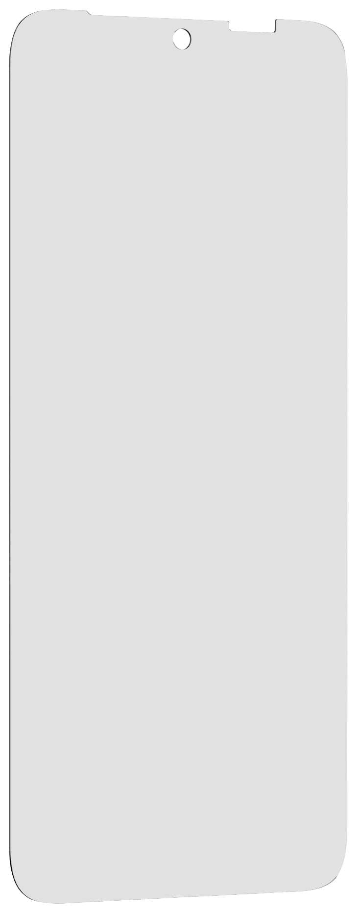 Ochrona wyświetlacza do smartfona, przezroczysta i prostokątna, dopasowana do typowego ekranu. Posiada wycięcia na kamerę i głośniki.