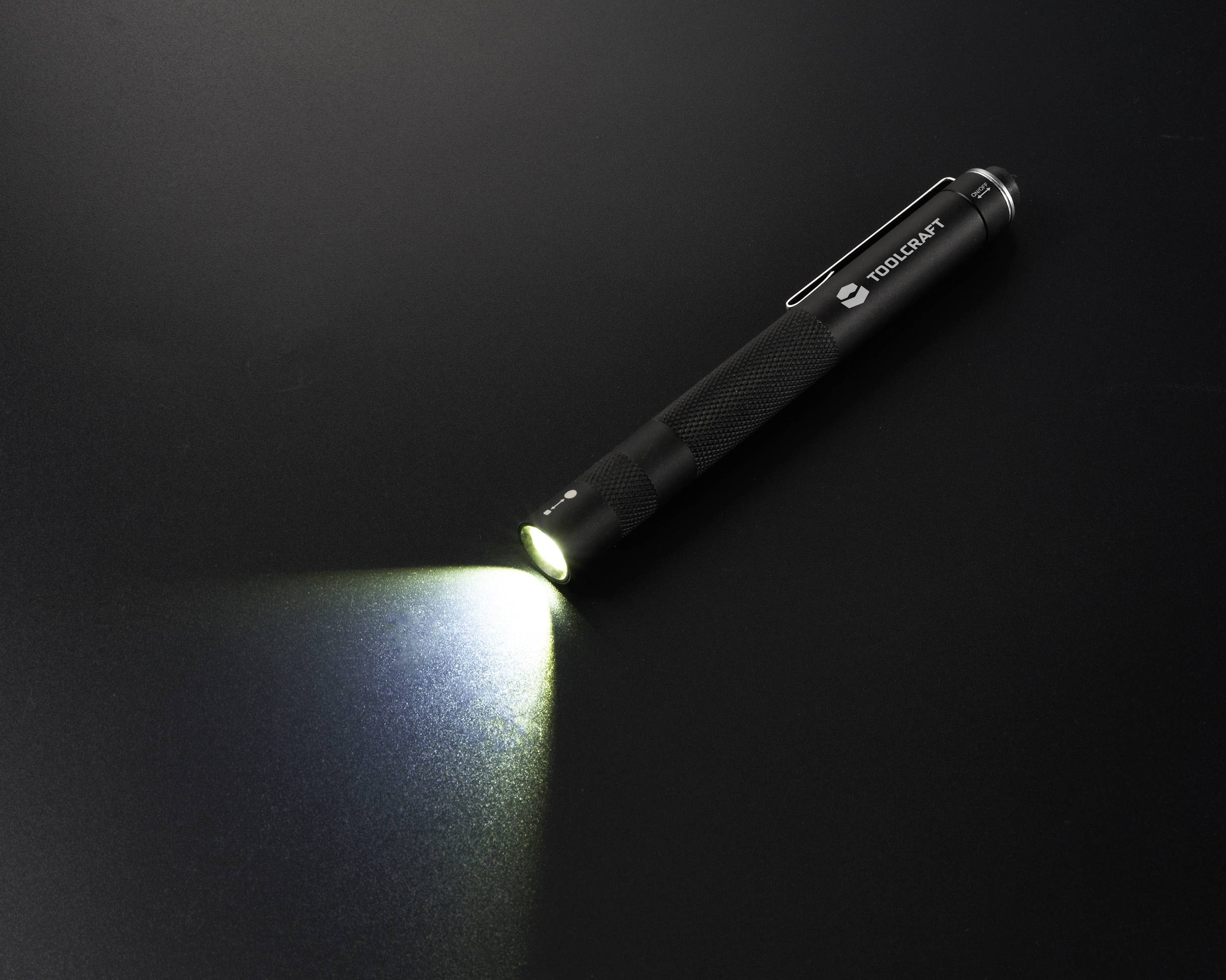 Ліхтарик TOOLCRAFT TO-8985333 з затискачем, на батарейках, 170 лм, чорний, 33 г