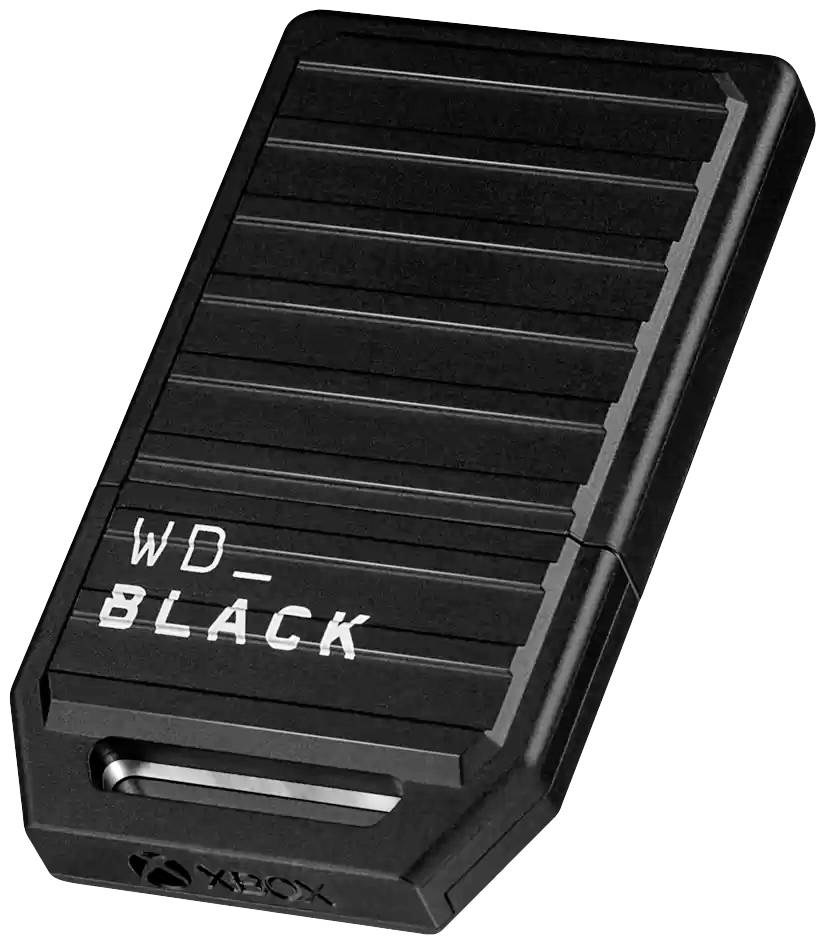 Czarny zewnętrzny nośnik pamięci z napisem 'WD_BLACK' i logo Xbox, przeznaczony do konsol do gier.