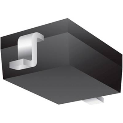 Prostokątny, czarny element z dwoma metalowymi złączami po bokach, prawdopodobnie element elektroniczny taki jak dioda.