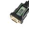 Czarny konwerter USB na port szeregowy z chipem FTDI, używany do podłączania nowoczesnych komputerów z urządzeniami wykorzystującymi interfejsy szeregowe.