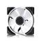Czarno-biały wentylator komputerowy z siedmioma łopatkami wirnika, zintegrowaną obudową i logo Fractal Design, sfotografowany na białym tle.