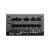 Widok z tyłu zasilacza z różnymi złączami i przełącznikami. Opisy wskazują rodzaje przyłączy i specyfikacje.