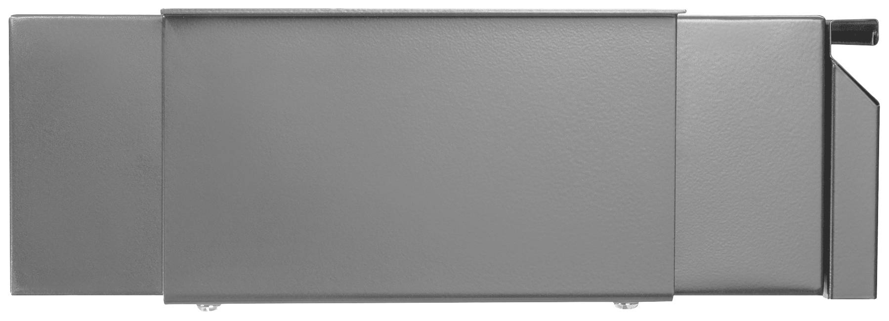 Metalowe urządzenie w szarym kolorze z uchwytem po prawej stronie, prawdopodobnie mechanizm do zastosowań przemysłowych lub technicznych.