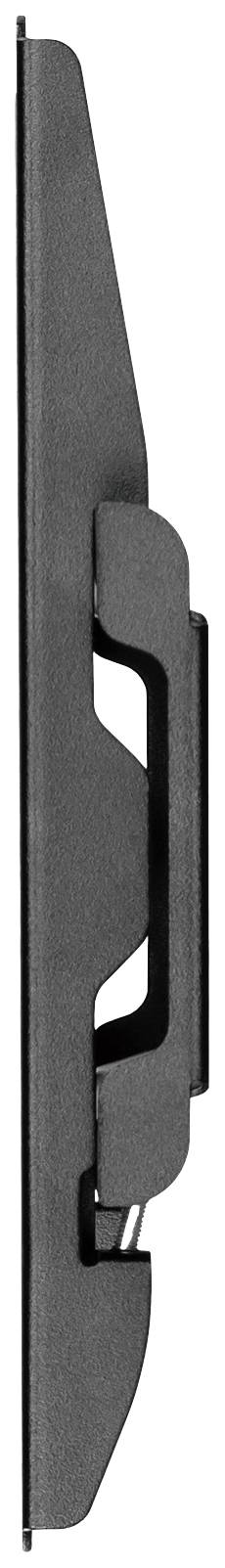 Widok boczny smukłej klamki w kolorze czarnym, zamocowanej na powierzchni.