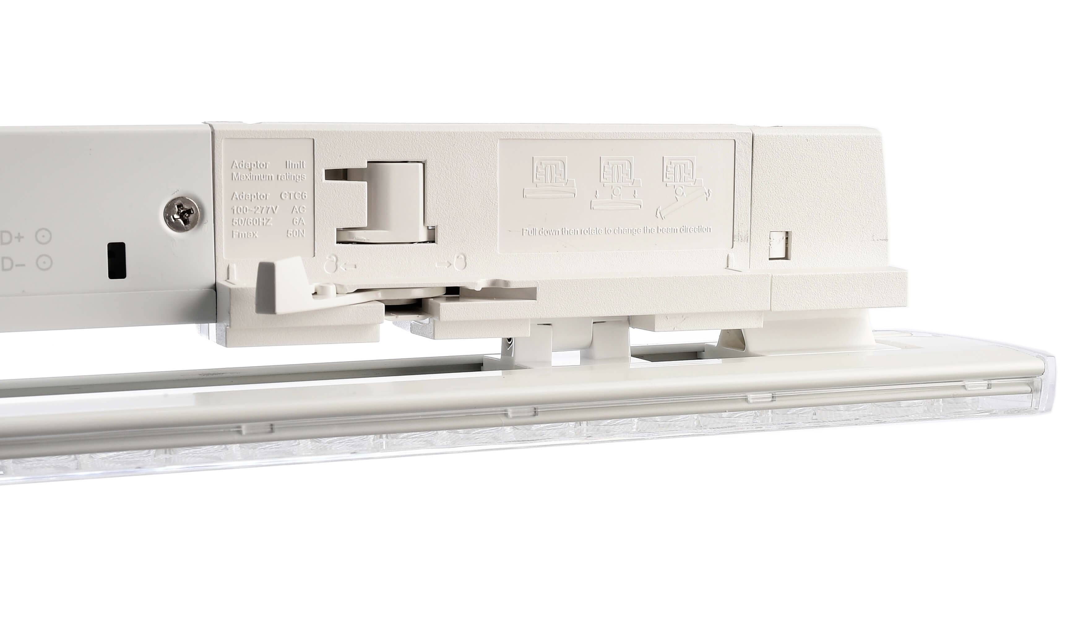 Moduł oświetleniowy do kuchni z tworzywa sztucznego z przełącznikiem suwakowym i trzema symbolami: włączenie światła, wyłączenie światła oraz tryb TV.