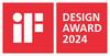 Czerwone logo z białym tekstem: 'iF Design Award 2024'.
