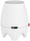 Biały nawilżacz powietrza ze kwadratowymi nogami, gładką powierzchnią i dwoma przyciskami sterującymi z przodu.