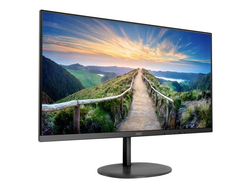 Monitor wyświetla obraz szlaku turystycznego na wzgórzu podczas zachodu słońca. Niebo jest kolorowe i dramatyczne.