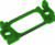 Prostokątny, zielony uchwyt kablowy z tworzywa sztucznego z dwoma otworami bocznymi do mocowania śrubami, przeznaczony do zabezpieczania przewodów na powierzchni.