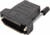 Czarny adapter z obudową z tworzywa sztucznego i metalowym wtykiem, przeznaczony do złączy żeńskich D-Sub.