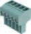 Zielony, pięciobiegunowy blok złącza z prostokątnymi otworami, odpowiedni do połączeń elektrycznych lub obwodów.