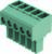 Zielony elektryczny złącze z sześcioma gniazdami, odpowiednie do montażu na płytce drukowanej.