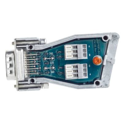 Elektroniczny moduł z wieloma złączami i pomarańczowym elementem, prawdopodobnie część urządzenia technicznego.