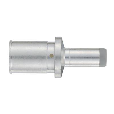Metalowy cylindryczny element z szerszą i węższą sekcją, prawdopodobnie adapter lub złączka.