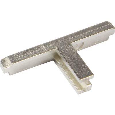 Srebrny metalowy kątownik w kształcie litery T, często stosowany w okuciach mebli lub drzwi, wykazuje solidne cechy konstrukcyjne.