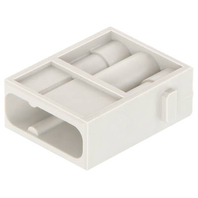 Szary element LEGO o prostokątnym kształcie z dwoma wewnętrznymi przestrzeniami, które mogą być wykorzystane do budowy modeli.