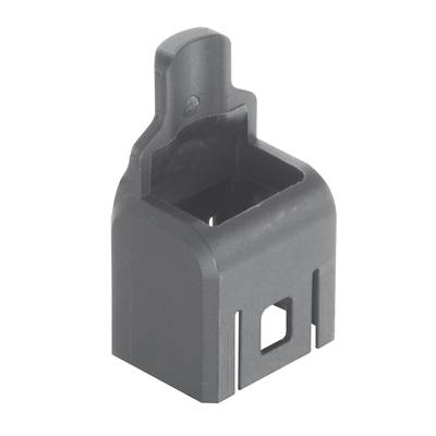 Czarny adapter plastikowy z prostokątnym otworem, odpowiedni do połączeń strukturalnych w zastosowaniach budowlanych i technologicznych.