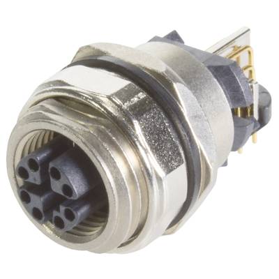 Sześciobiegunowy elektryczny złącz wtykowy wykonany z srebrnego metalu i tworzywa sztucznego, idealny do skomplikowanych połączeń elektronicznych.