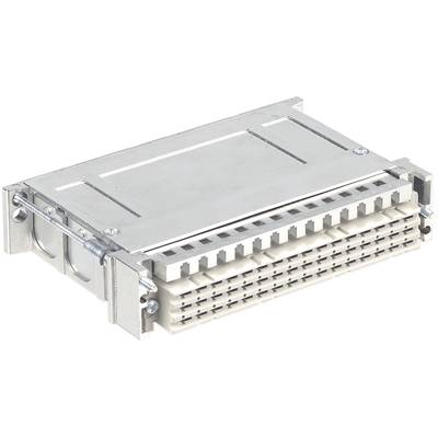Prostokątna metalowa obudowa z wieloma jednolitymi gniazdami, odpowiednia do połączeń elektronicznych lub elementów.