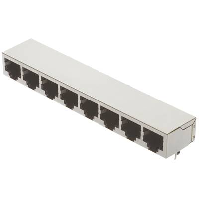 Sześciokrotne złącze sieciowe RJ-45, idealne do jednoczesnego podłączenia wielu kabli Ethernet w systemie urządzeń sieciowych.