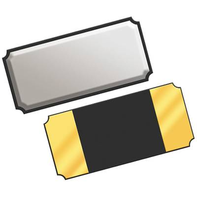 Dwa małe, prostokątne elementy elektroniczne, jeden srebrny, a drugi czarny ze złotymi końcówkami, na białym tle.