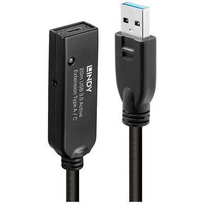 Kabel USB LINDY 43375, USB 3.2 Gen1 (USB 3.0), Złącze męskie USB-A, Złącze żeńskie USB-C®, 20.00 m