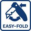 Symbol składanego noża ze strzałką wskazującą składanie oraz napis 'Easy-Fold' opisujący łatwą funkcję składania.