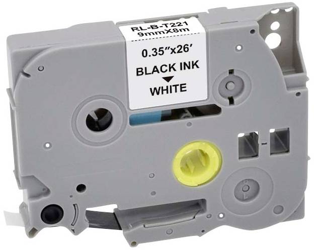 Заміна стрічки для друку Renkforce RF-LT-BTZe221 Заміна Brother TZe-221 Заміна 9 мм Колір стрічки: білий Колір друку: чорний 8 м