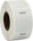 Rolka białych, samoprzylepnych etykiet; odpowiednia do urządzeń etykietujących lub drukarek.