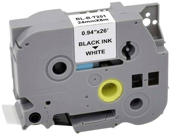 Запасна стрічка для друку Renkforce RF-LT-BTZe251 Brother TZe-251, 24 мм, колір стрічки: білий, колір друку: чорний, 8 м