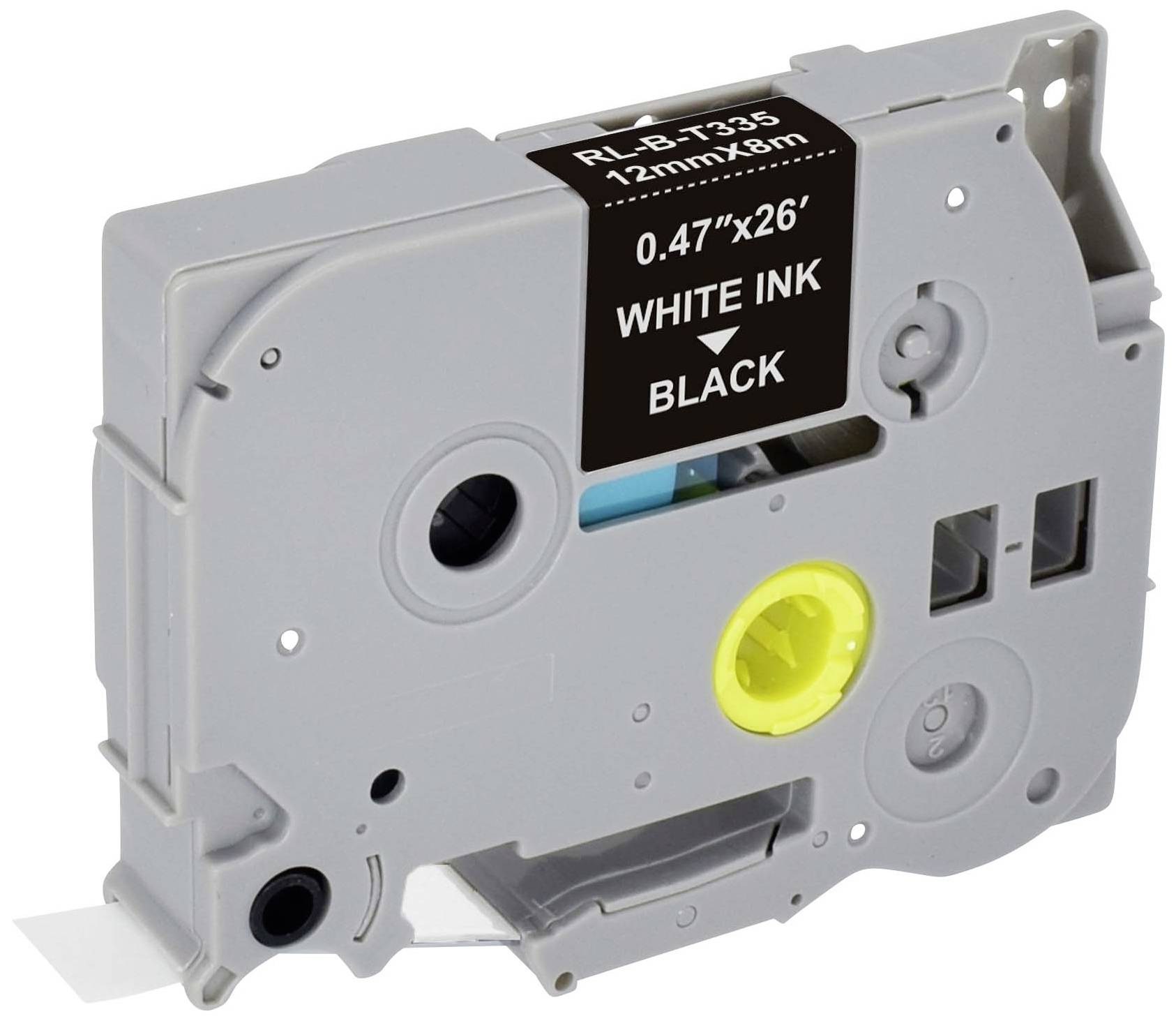 Запасна стрічка для друку Renkforce RF-LT-BTZe335 Brother TZe-335, 12 мм, колір стрічки: чорний, колір друку: білий, 8 м