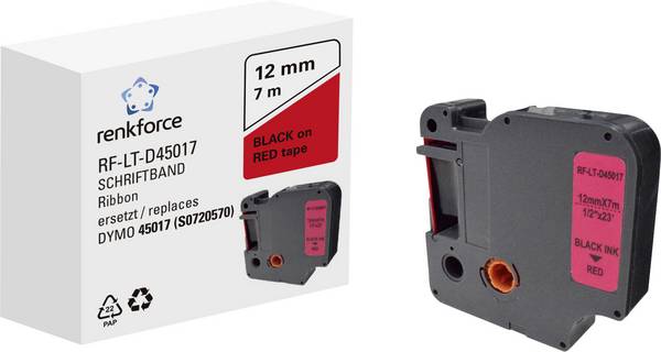 Renkforce RF-LT-D45017 zamiennik Zamiennik DYMO D1 - 45017 12 mm Kolor taśmy: czerwony Kolor nadruku: czarny 7 m