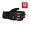 Rękawice robocze męskie w rozmiarze 12. Czarne z pomarańczowymi czubkami palców. Całkowita długość: 27 cm, szerokość: 12,5 cm.