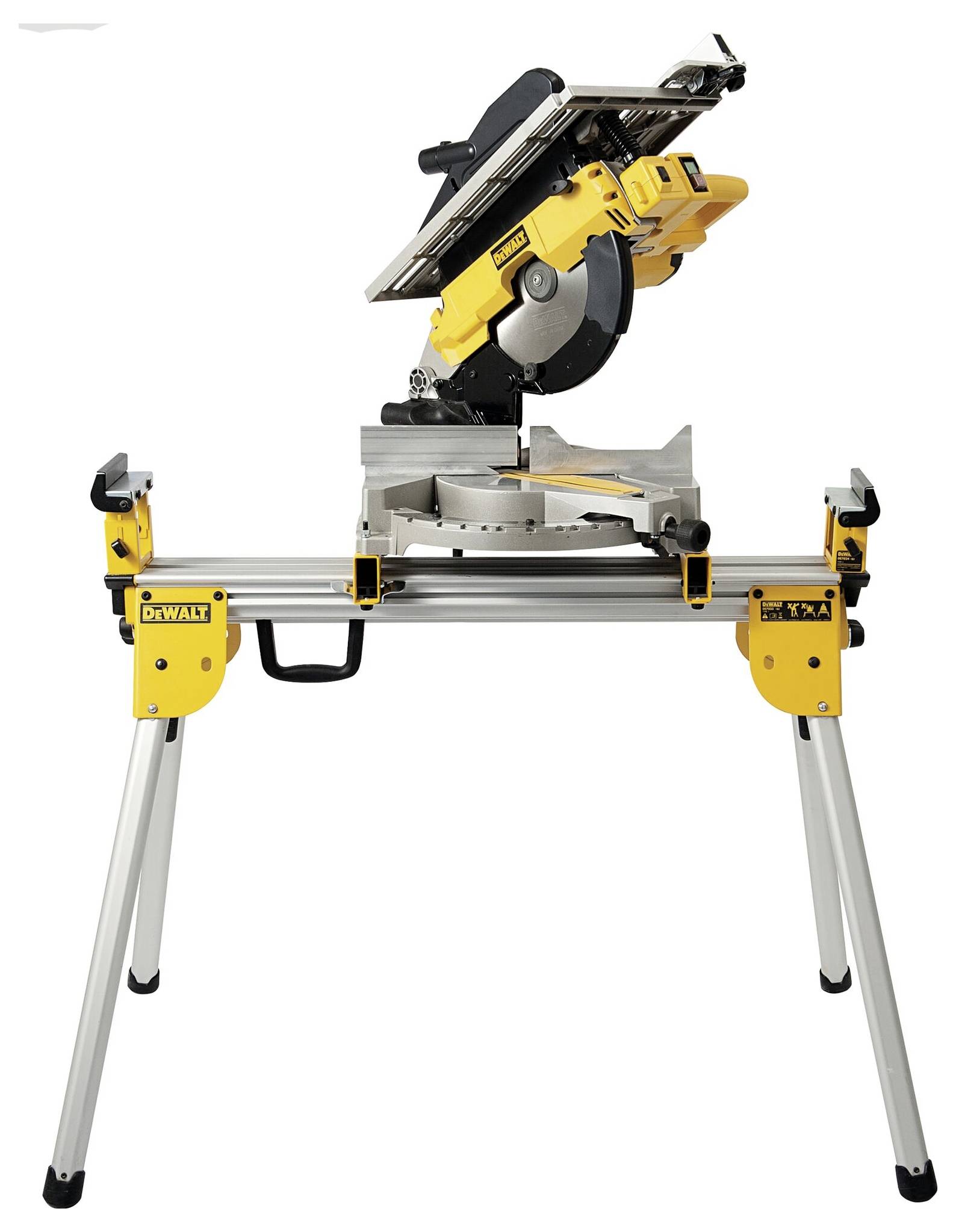 Żółta pilarka stołowa na solidnej, srebrnej podstawie ze stabilnymi nogami, idealna do precyzyjnej obróbki drewna i zastosowań rzemieślniczych.