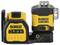 Narzędzie laserowe Dewalt 12V/18V XR w kolorze żółto-czarnym, z wskaźnikiem ładowania i wydajności.