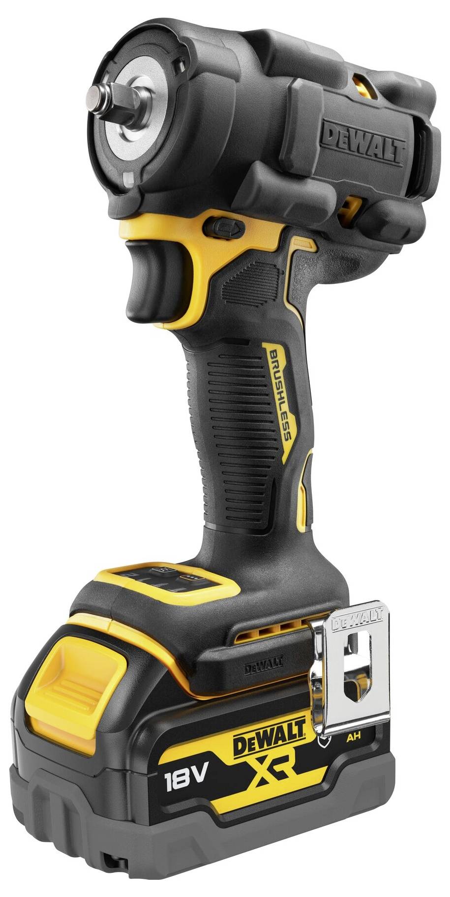 Wydajny, bezprzewodowy klucz udarowy marki DeWalt, 18V, z ergonomicznym uchwytem i wytrzymałą konstrukcją przeznaczony do prac profesjonalnych.
