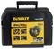 Czarny walizka na narzędzia z żółtą tabliczką; zawiera informacje o laserze DeWalt 18V XR: zasięg 40m/100m, czas pracy 11h, wysoka precyzja.
