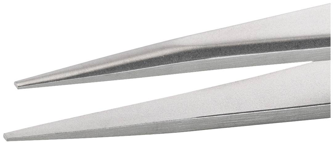 Zbliżenie dwóch metalowych pęset, które lekko zachodzą na siebie.