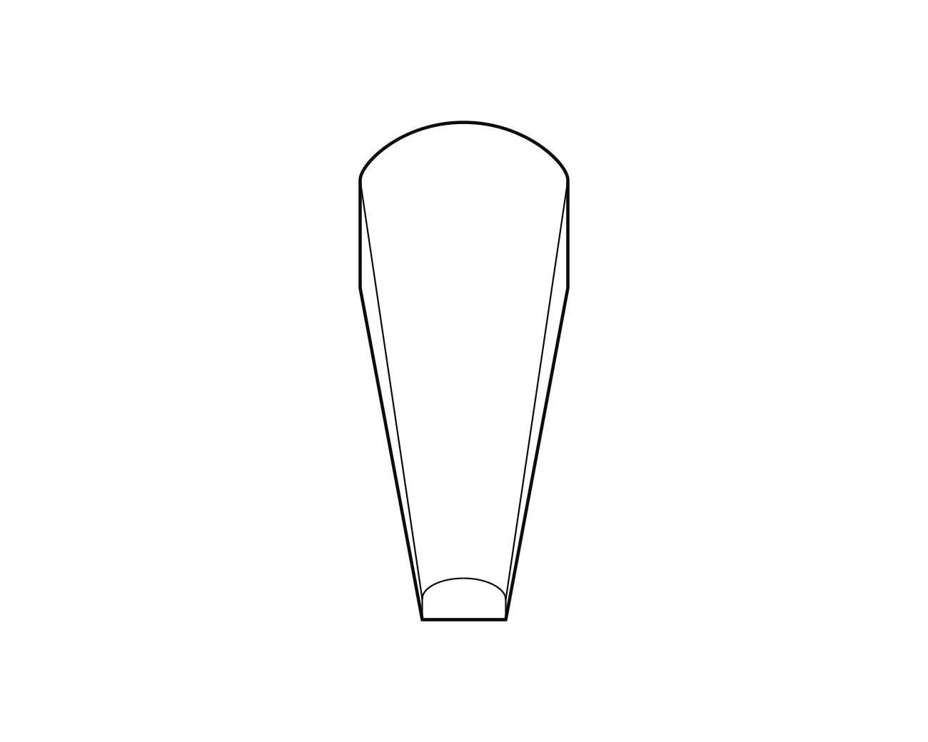 Prosta ilustracja diagramu stożkowatego przedmiotu stojącego na płaskiej podstawie.