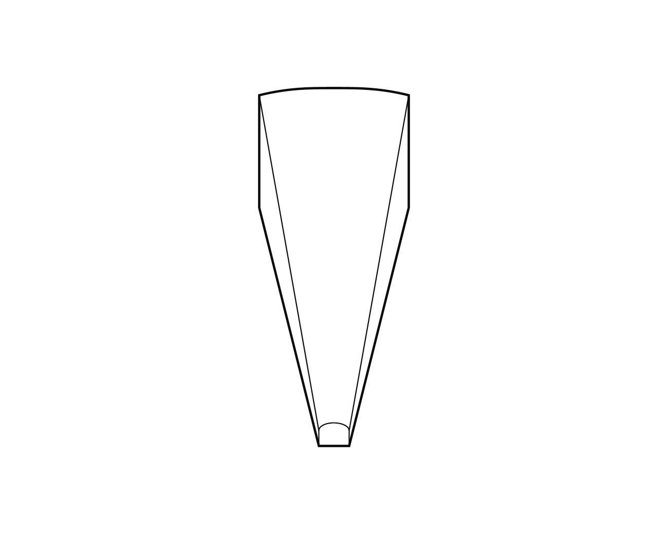 Schematyczny diagram przedstawia strukturę stożkową, która jest szeroka u góry i wąska u dołu.