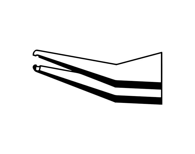 Ilustracja szczypiec z wąskim, wygiętym czubkiem, odpowiednich do precyzyjnego chwytania.