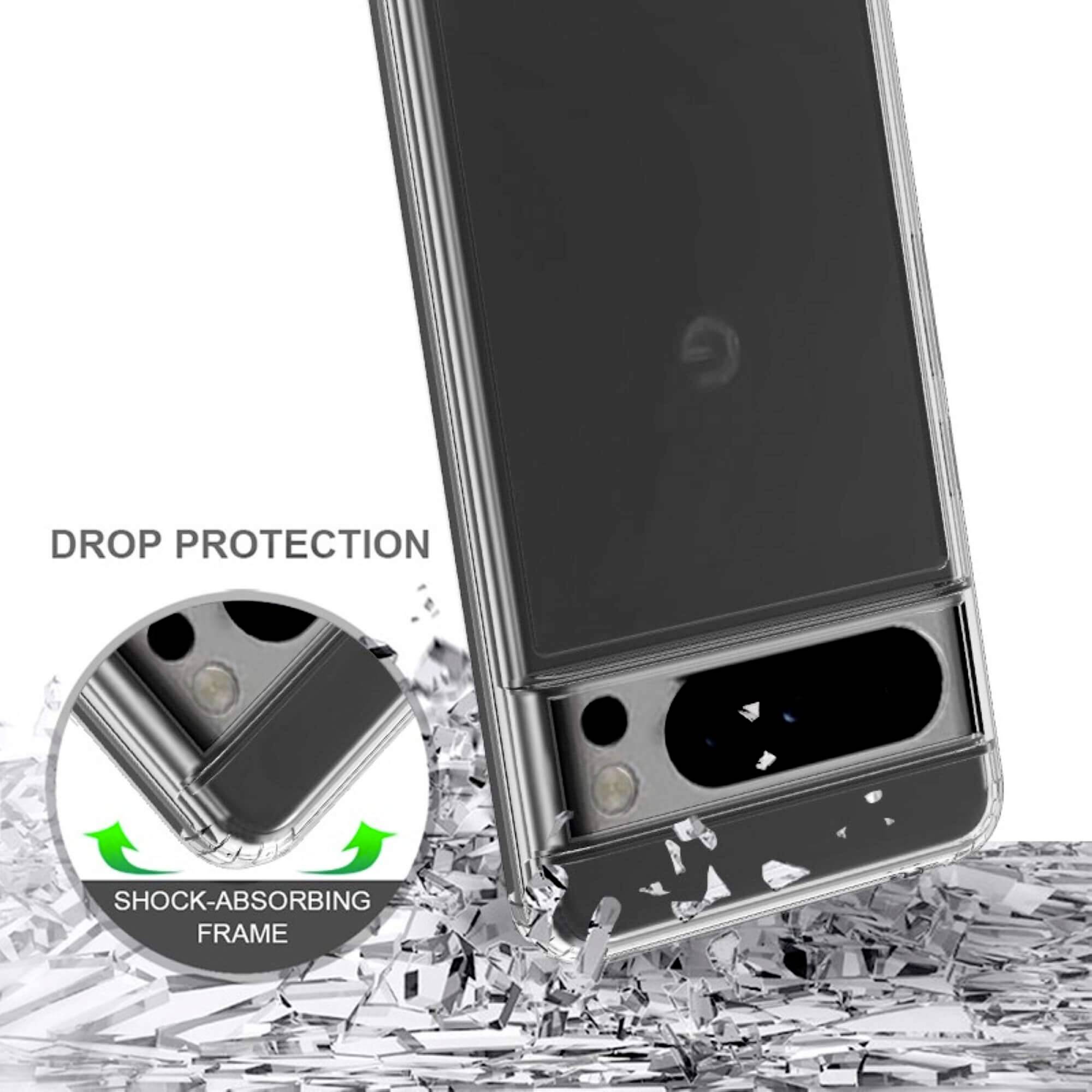 Obraz przedstawia smartfon z ochronnym etui pochłaniającym wstrząsy. Na pierwszym planie widoczna jest rama ochronna zapewniająca zwiększone bezpieczeństwo.